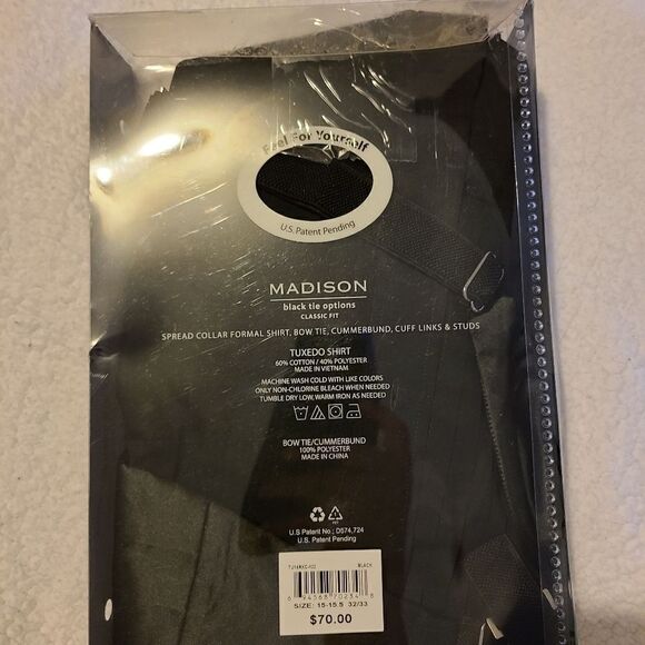 Madison long sleeve button shirt in black with tie - Picture 3 of 9